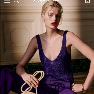 New Sezane Saul Top in Purple Shimmer Knit